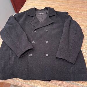 Kenneth Cole Reaction Charcoal Double-Breasted Pea Coat Button-Up Size 3X